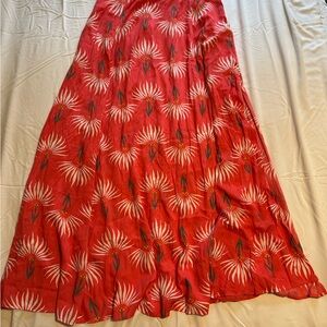 Lulu's Red and White Floral Maxi Skirt